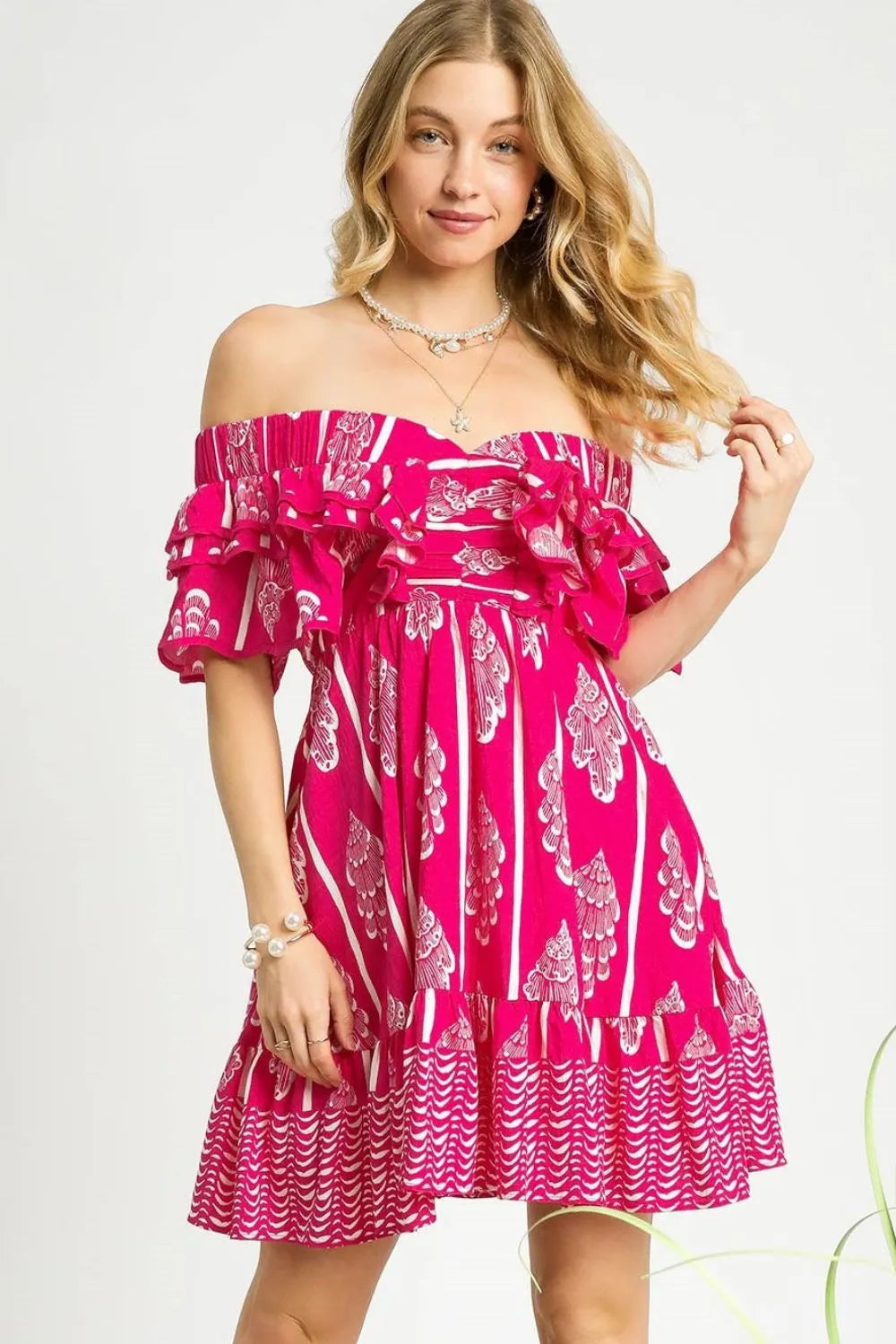 Umgee Off-Shoulder Paisley Print Ruffled Mini Dress - Blushé Belle