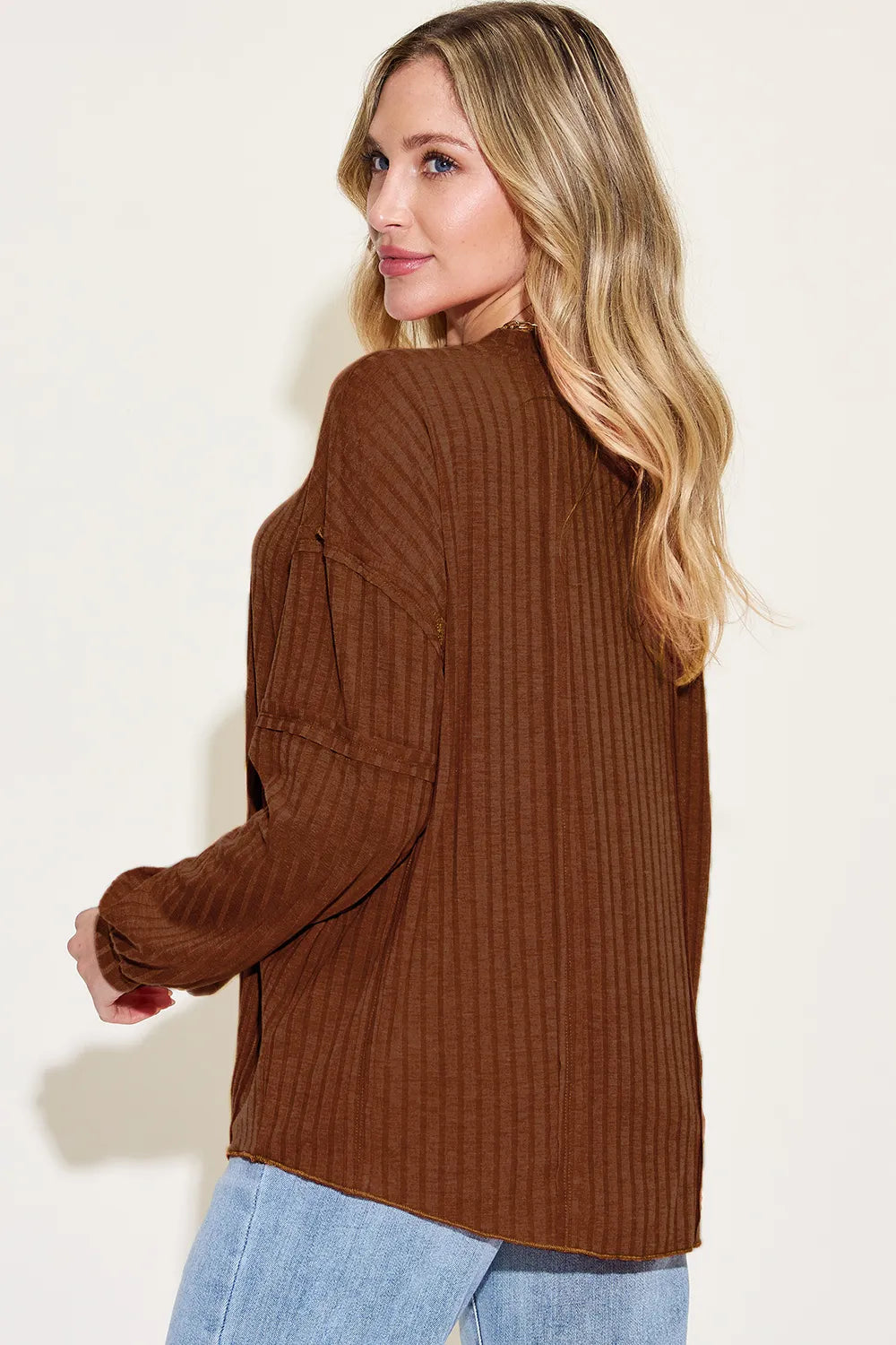 Basic Bae Full Size Ribbed Round Neck Long Sleeve T-Shirt - Blushé Belle