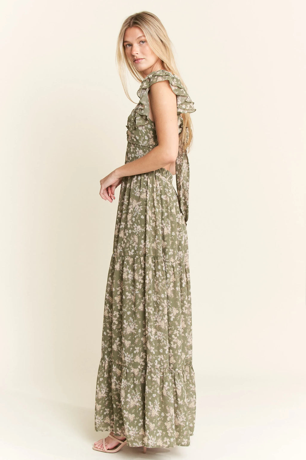 Jade By Jane Ruffle Sleeve Tiered Maxi Dress - Blushé Belle