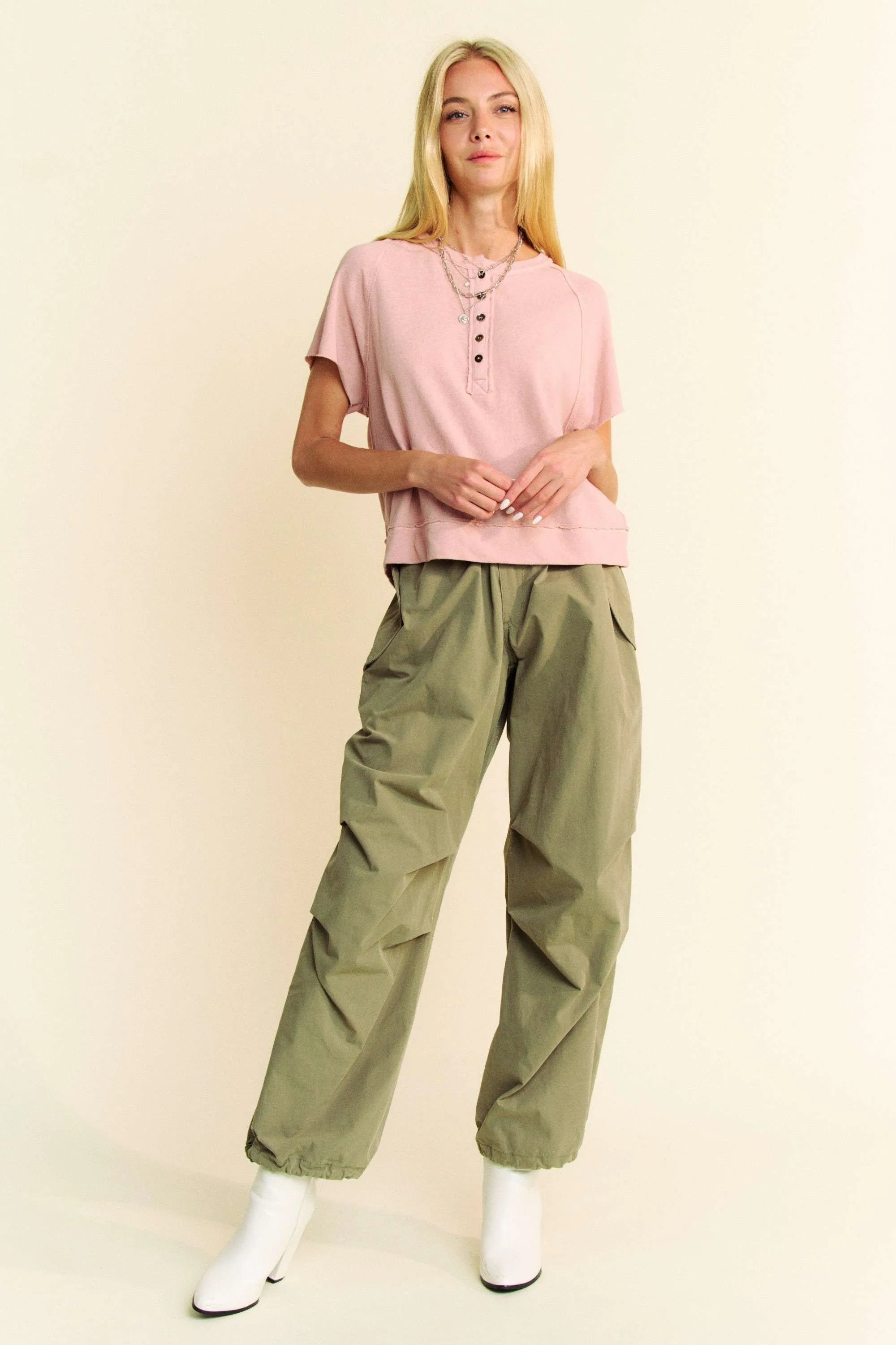 Davi & Dani Breezy Knit Fabric Short Sleeve T-shirt Top - Blushé Belle