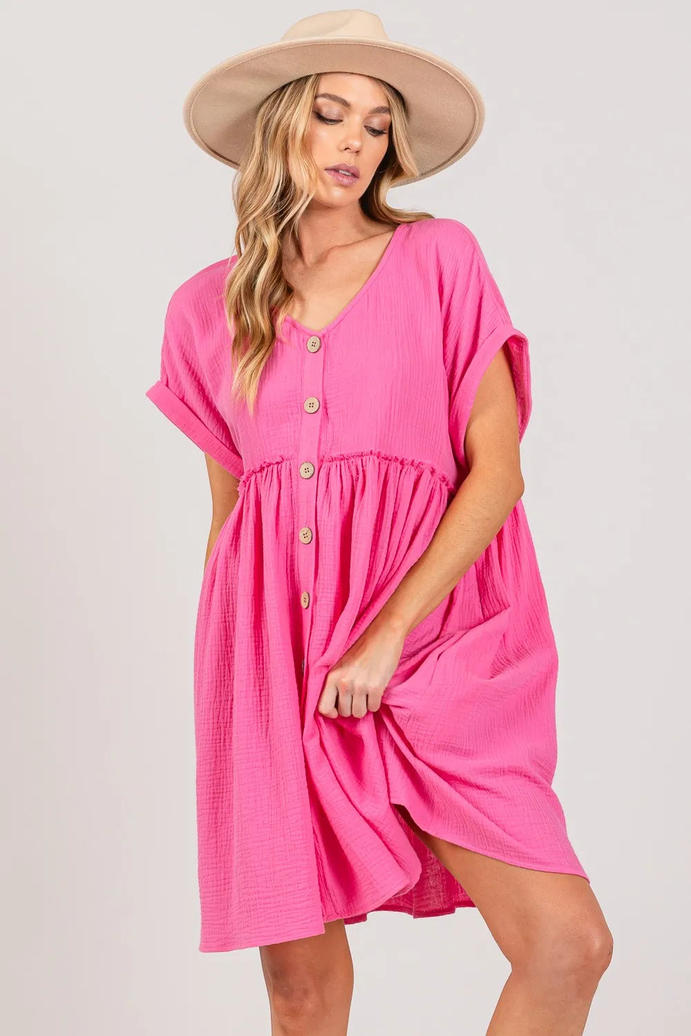 SAGE + FIG Button Up Short Sleeve Dress - Blushé Belle