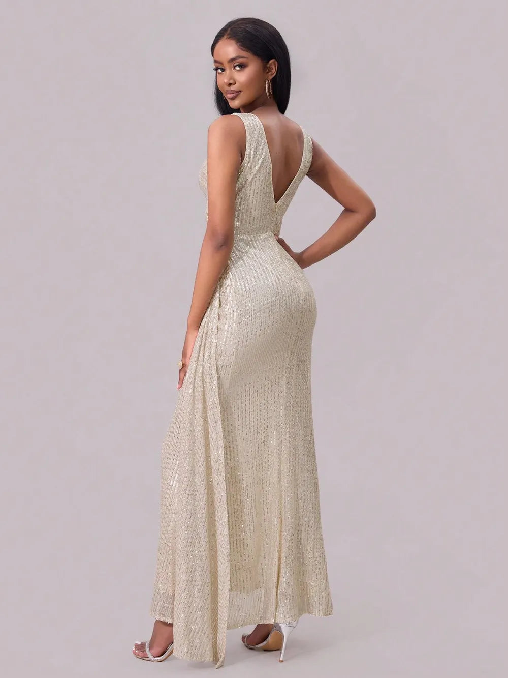 Slit Sequin Surplice Sleeveless Maxi Dress - Blushé Belle