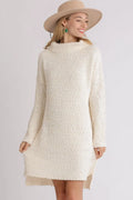 Umgee Full Size High Low Long Sleeve Boucle Sweater Dress Plus Size - Blushé Belle