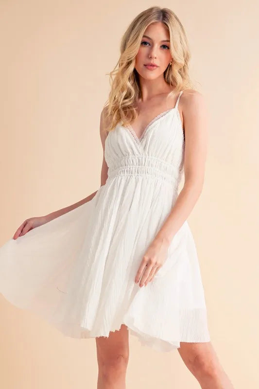 Aemi+Co Lace Detail Mini Cami Dress - Blushé Belle