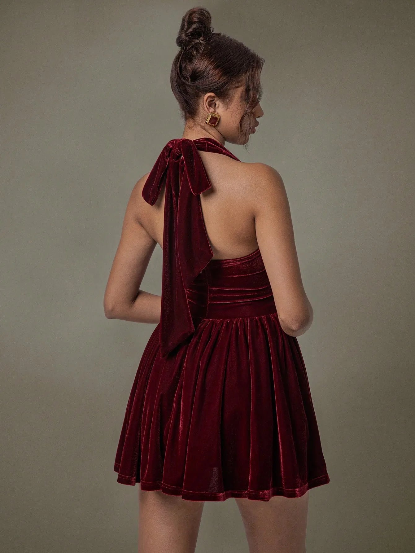 Velvet Halter Skater Dress - Blushé Belle