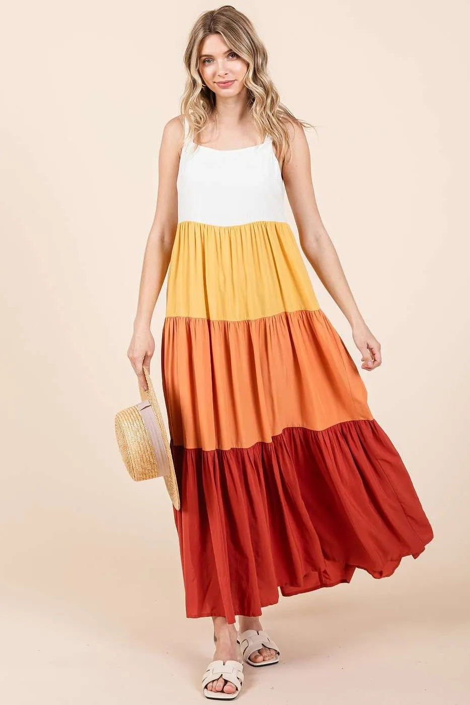 Mittoshop Color Block Tiered Pull-On Maxi Dress - Blushé Belle