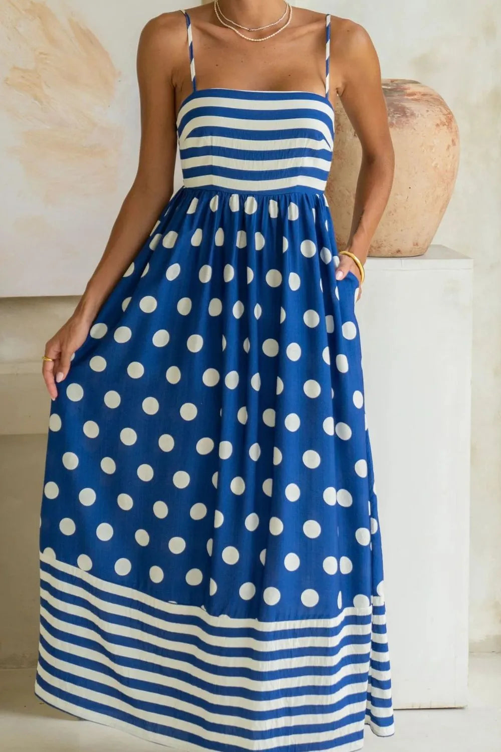 Polka Dot Square Neck Cami Dress - Blushé Belle