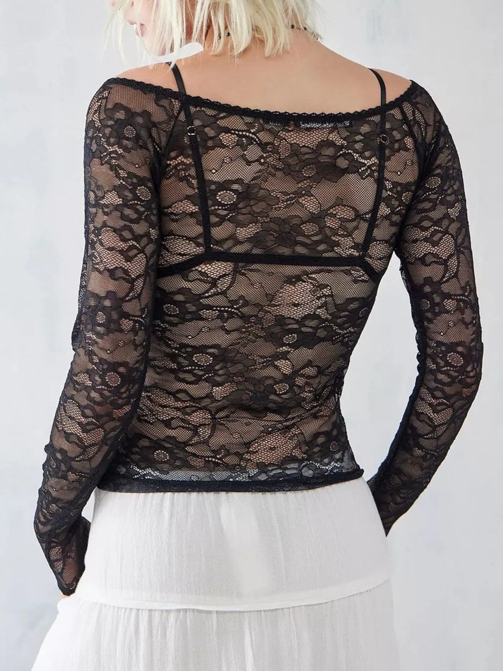 Lace Sheer Long Sleeve T-Shirt - Blushé Belle