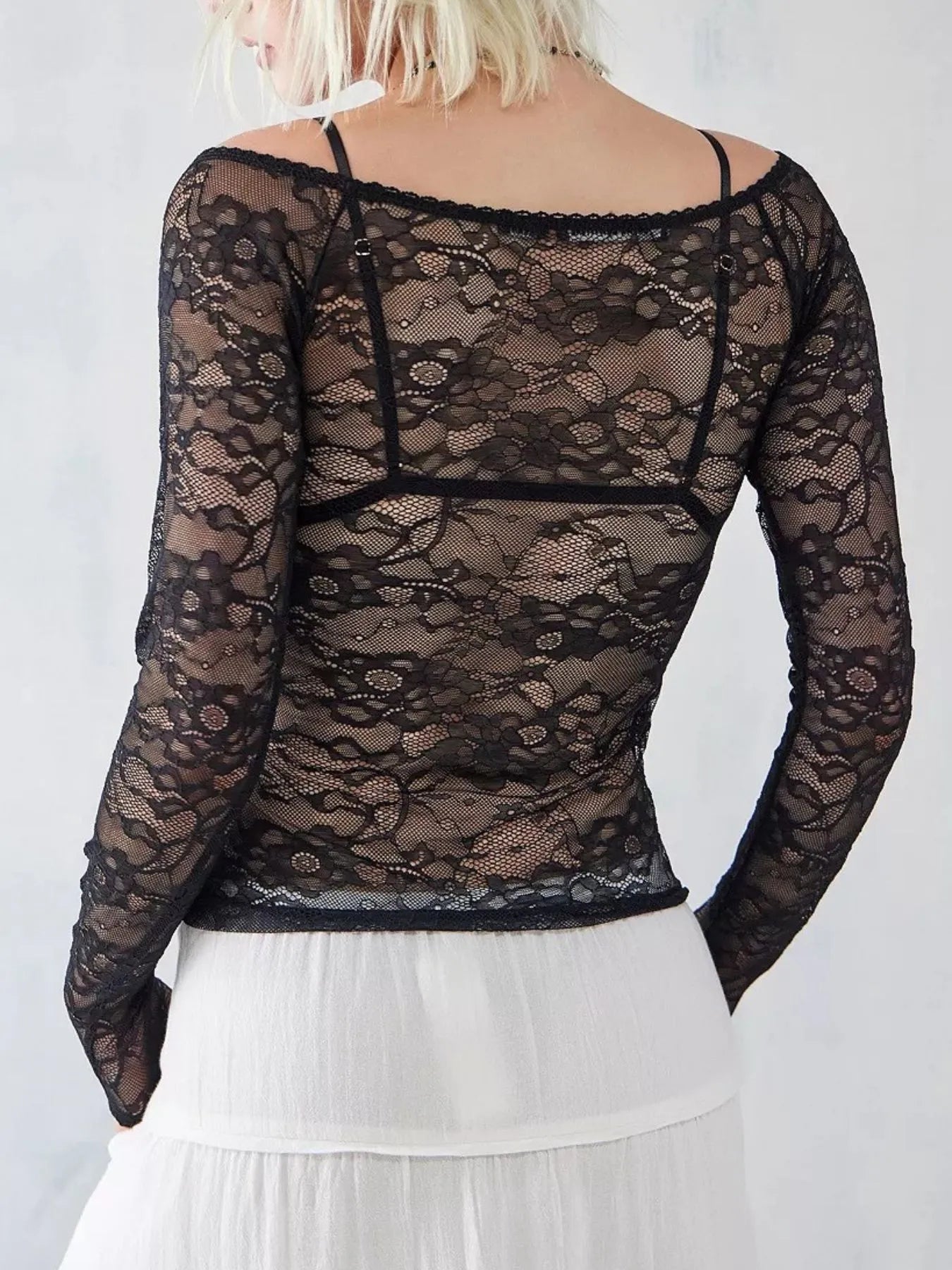 Lace Sheer Long Sleeve T-Shirt - Blushé Belle