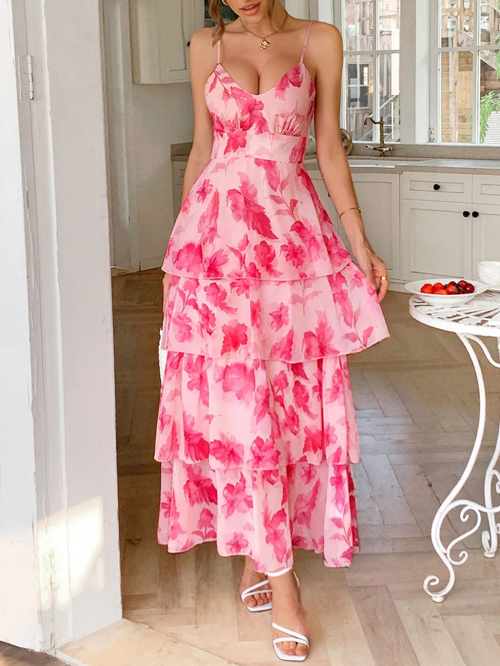 Floral Print Layered Maxi Cami Dress - Blushé Belle