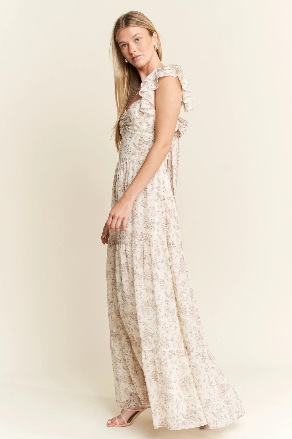 Jade By Jane Full Size Ruffle Sleeve Tiered Maxi Dress Plus Size - Blushé Belle