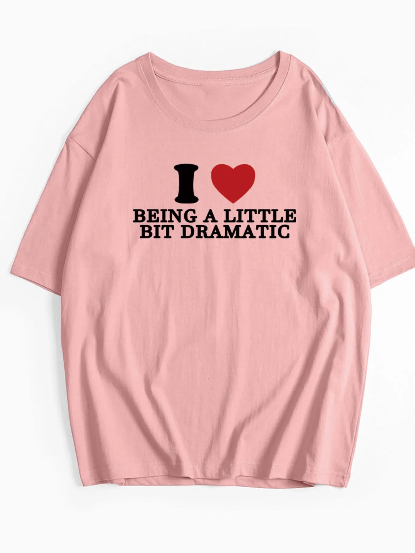 Plus Size Letter Graphic Round Neck Short Sleeve T-Shirt - Blushé Belle