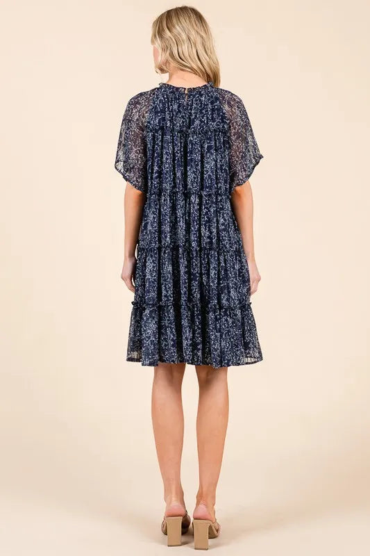 Lime 'N' Chili Ditsy Floral Print Sheer Ruffle Detail Mini Dress - Blushé Belle