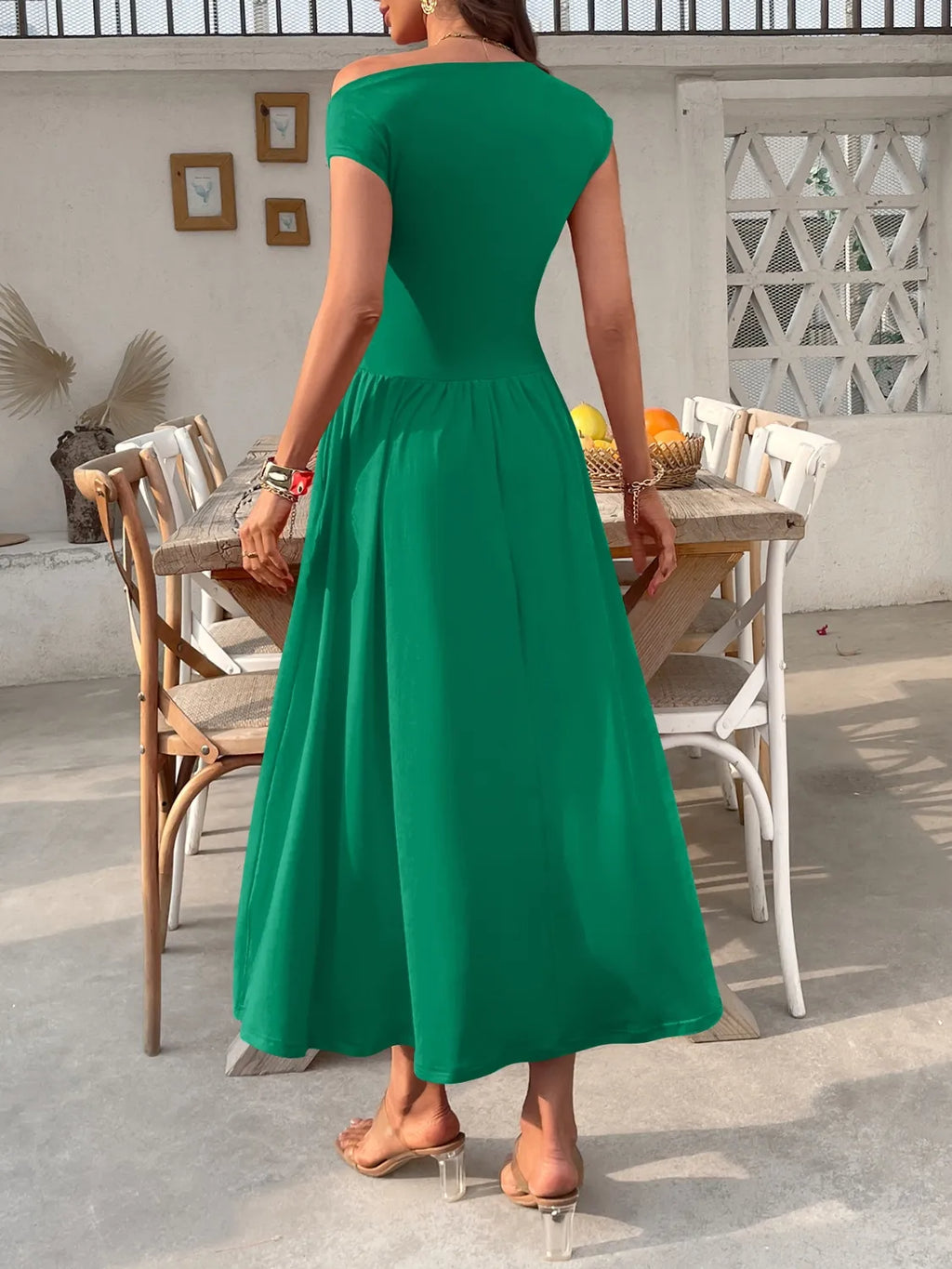 Single Shoulder Midi Dress with Pockets - Blushé Belle
