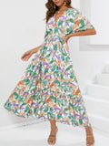 Floral Print V-neck Boho Midi Dress - Blushé Belle