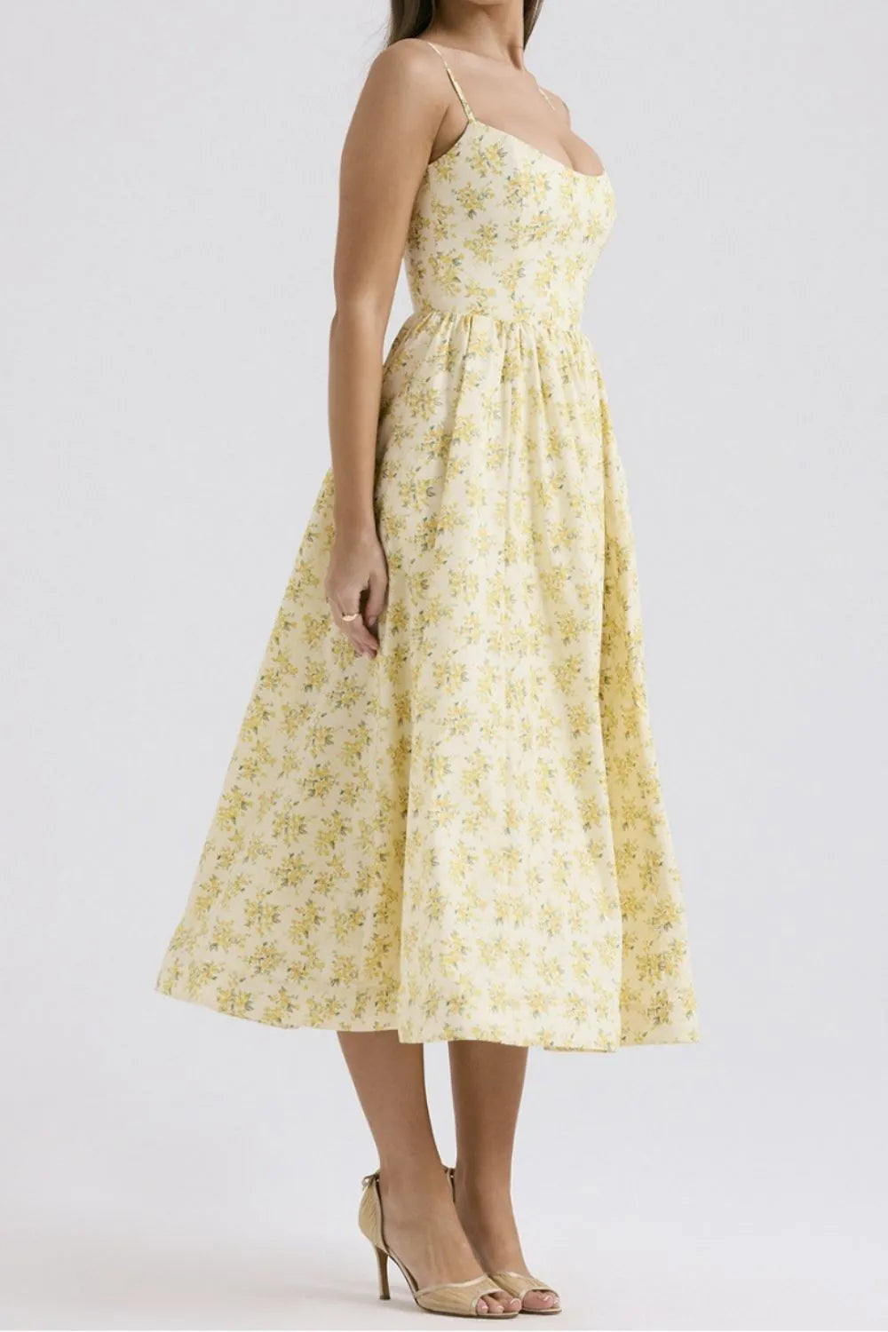 Floral Print Spaghetti Strap Midi Dress - Blushé Belle