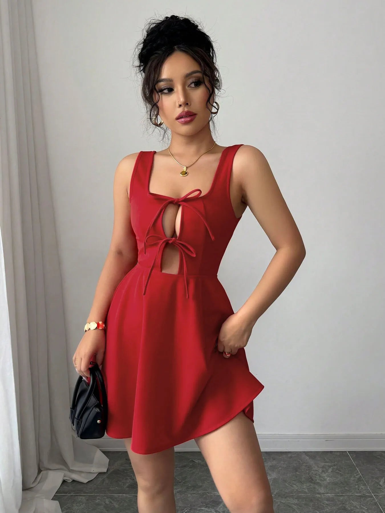 Tie Front Wide Strap Dress - Blushé Belle