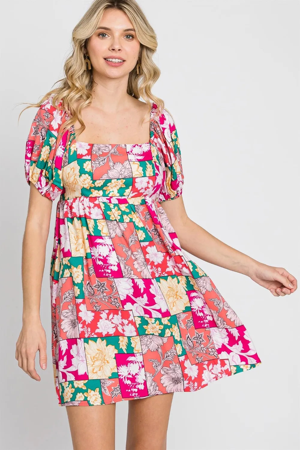 GeeGee Floral Ruff Sleeve Mini Dress - Blushé Belle