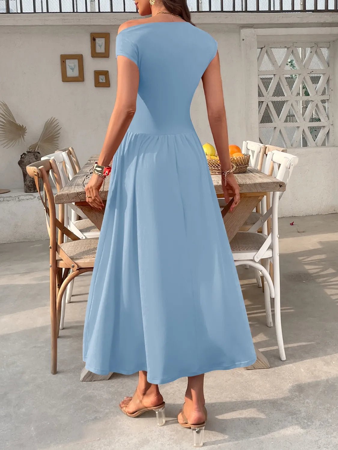 Single Shoulder Midi Dress with Pockets - Blushé Belle