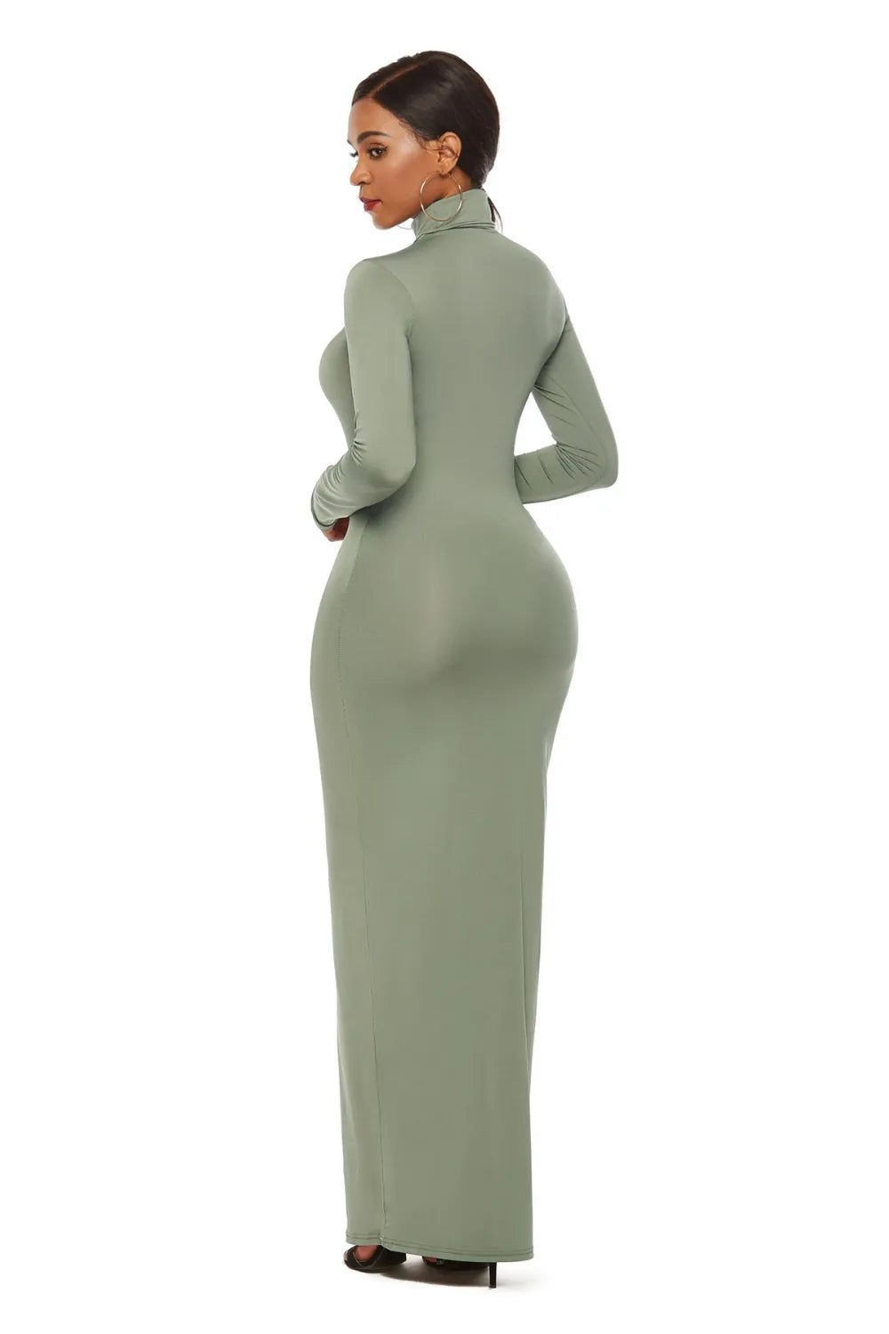 Mock Neck Long Sleeve Maxi Slim Dress - Blushé Belle