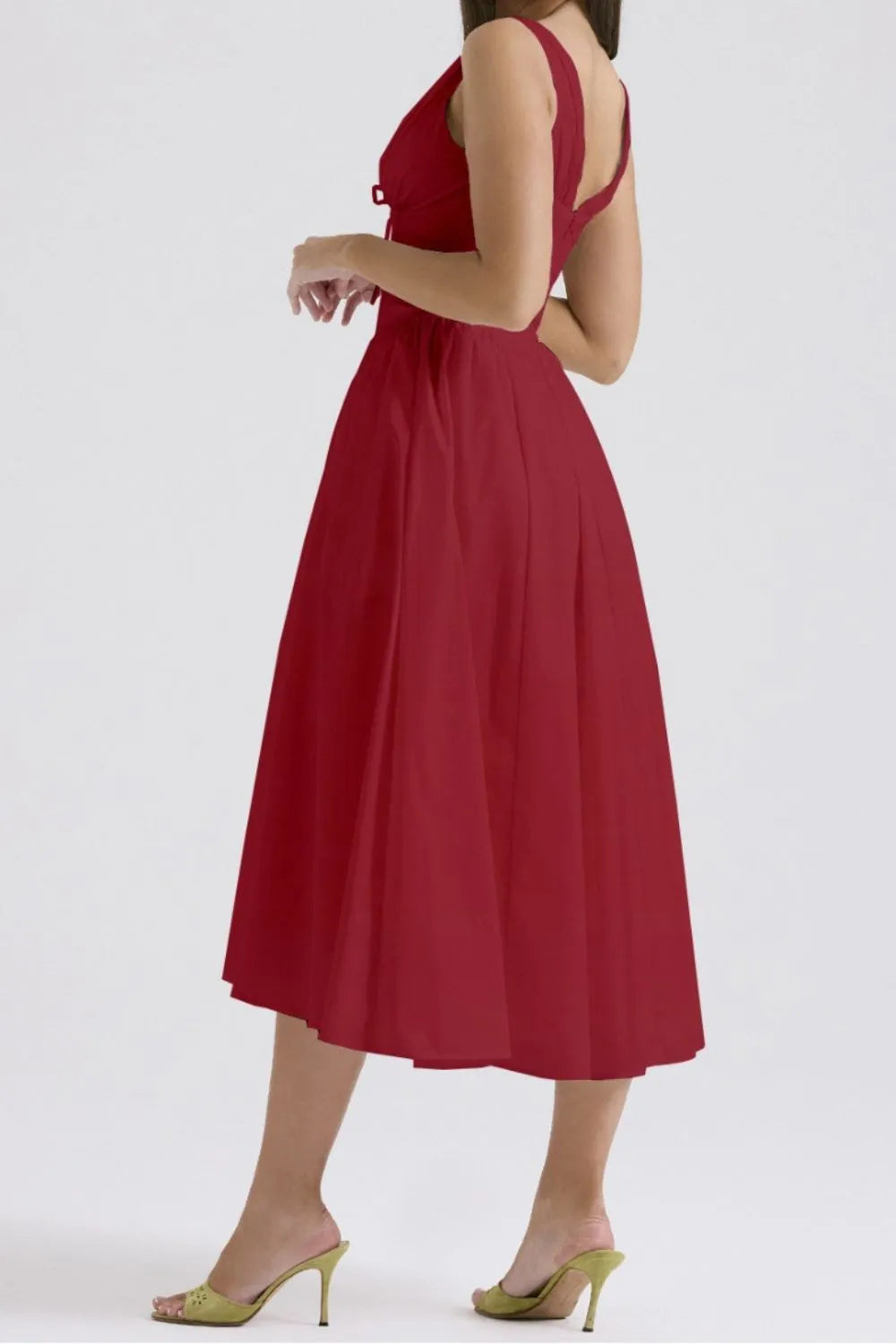 Ruched V-Neck Sleeveless Dress with Pockets - Blushé Belle