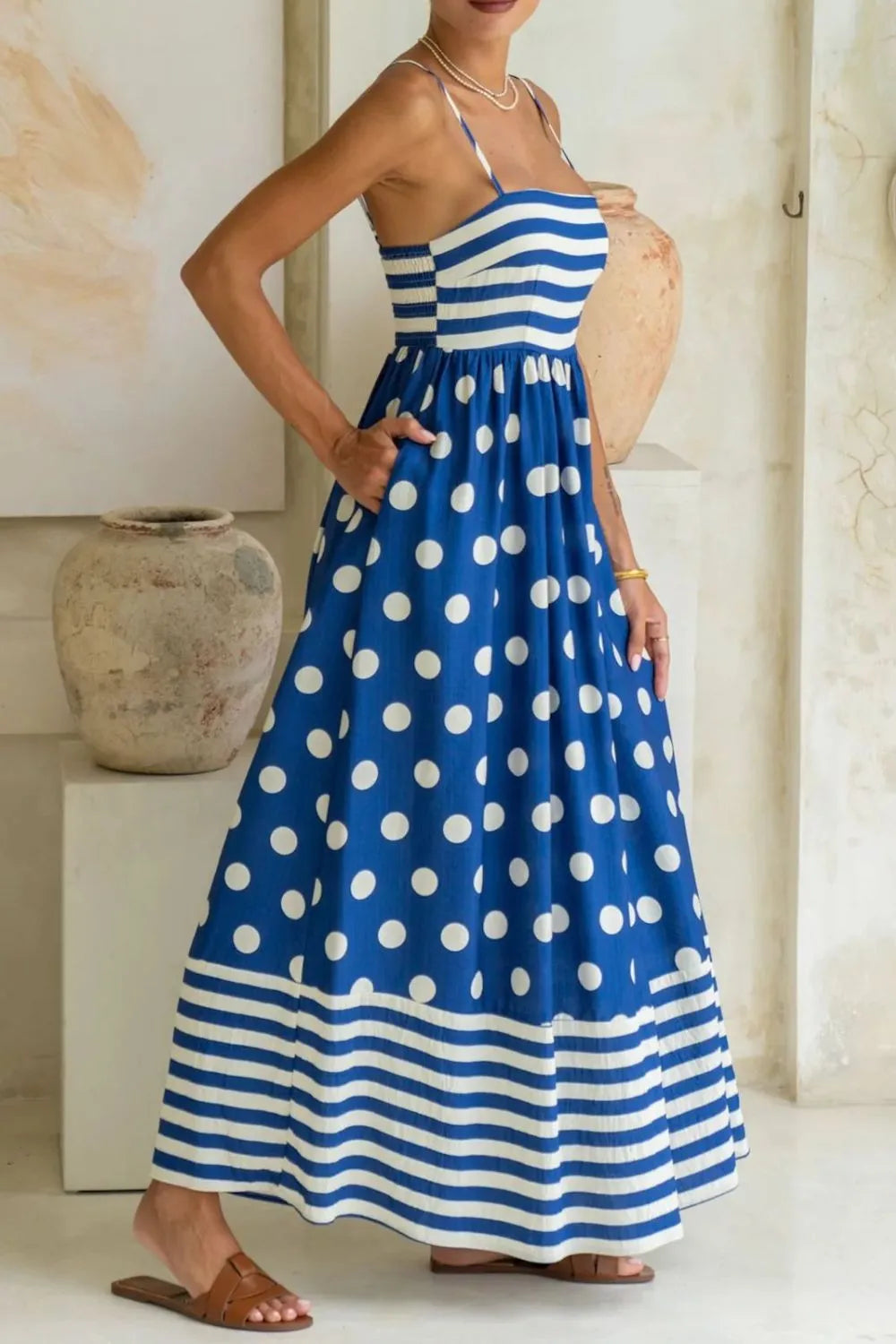 Polka Dot Square Neck Cami Dress - Blushé Belle