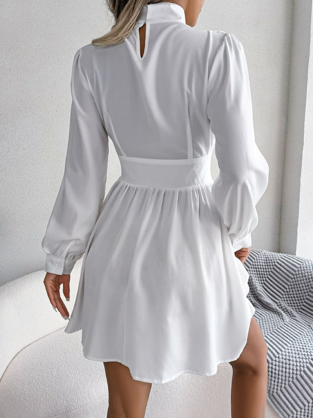 Cutout Turtleneck A-Line Mini Dress - Blushé Belle