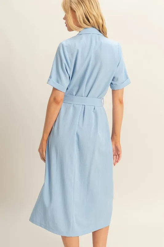 HYFVE Button Front Belted Safari Midi Dress - Blushé Belle