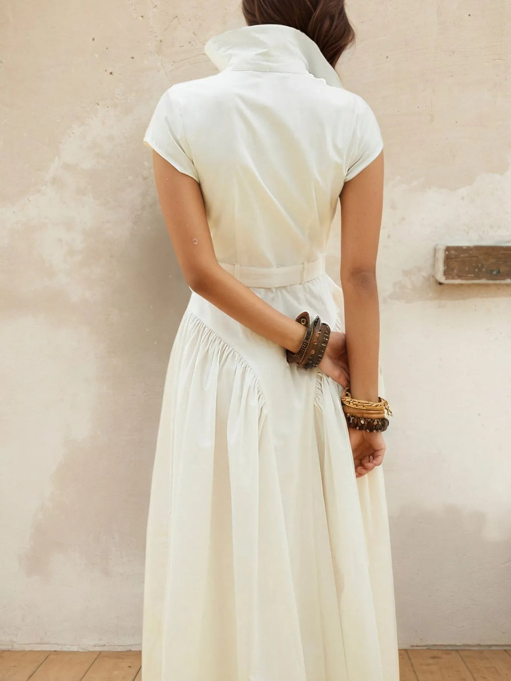 Button-Front Cap Sleeve Midi Shirt Dress - Blushé Belle