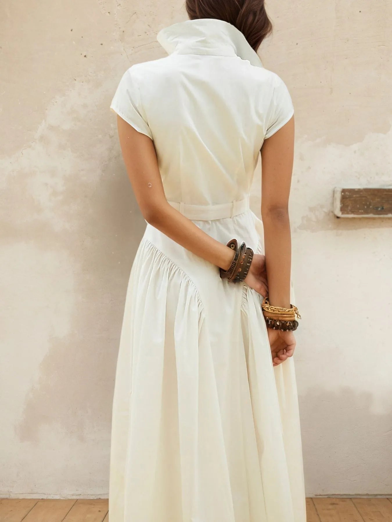 Button-Front Cap Sleeve Midi Shirt Dress - Blushé Belle