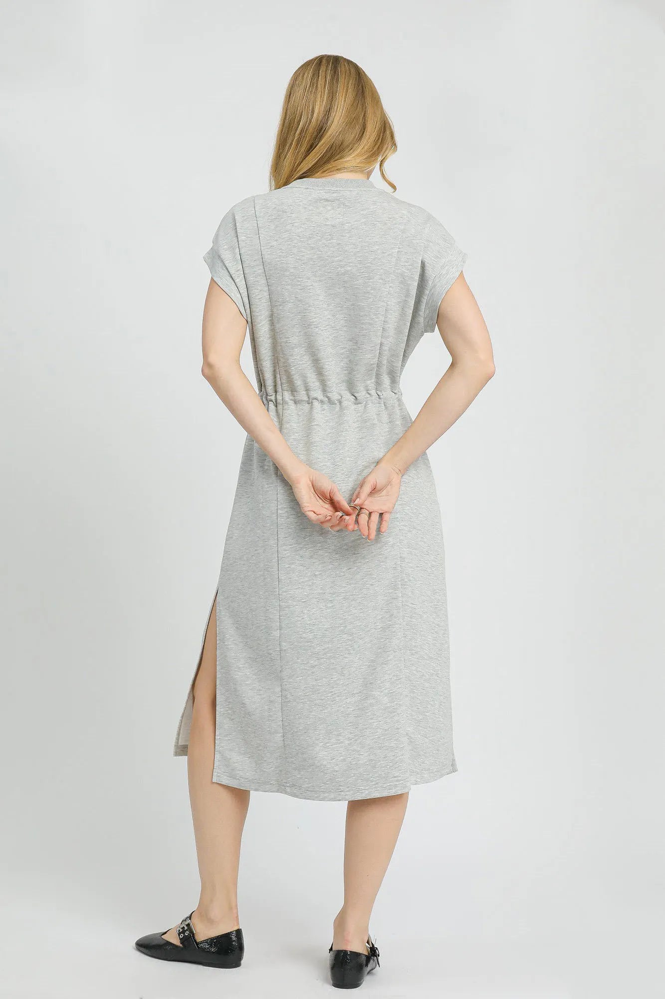 Umgee Side Slit Short Sleeve Midi Tee Dress - Blushé Belle