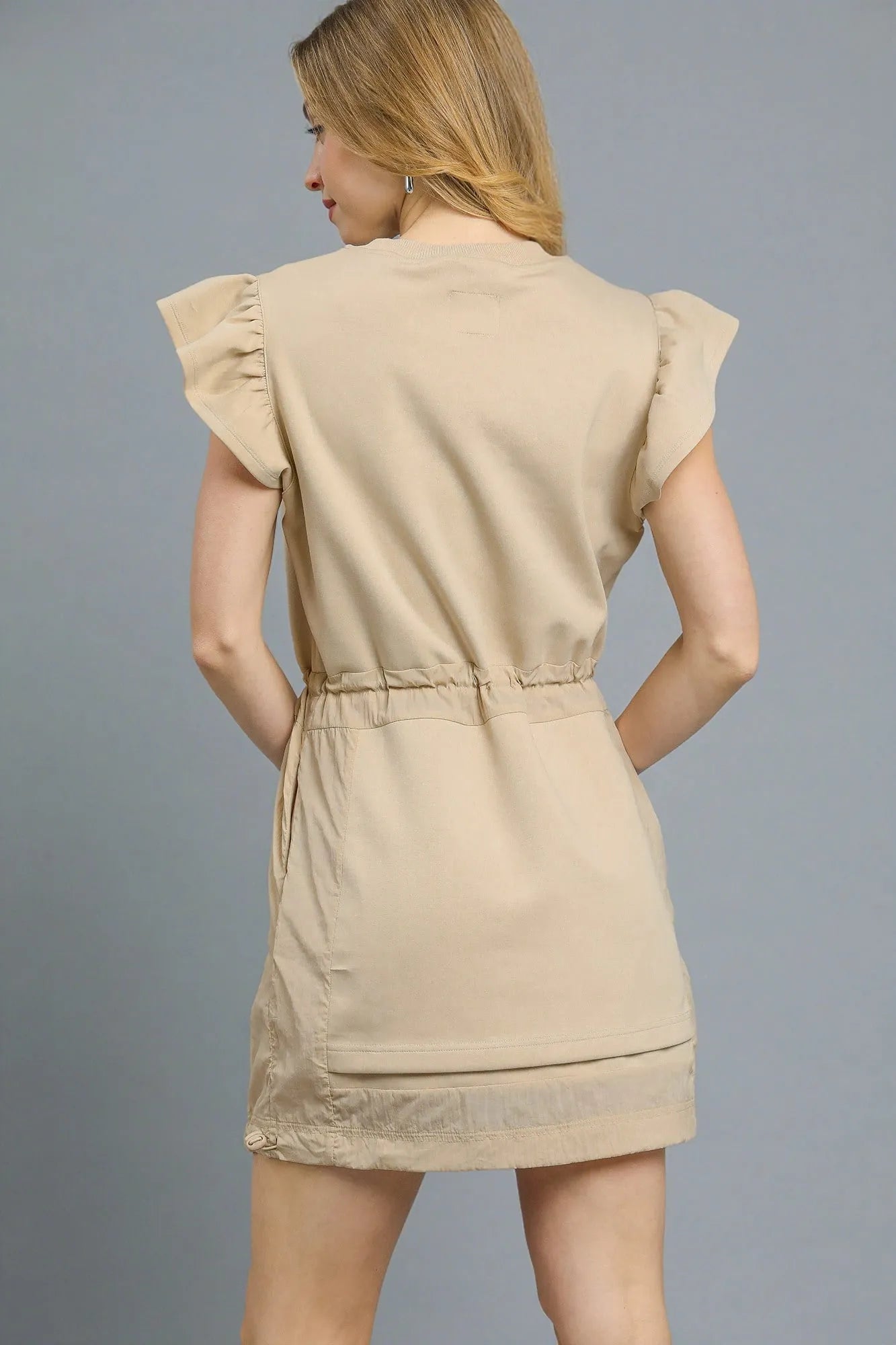 Umgee Luxeknit Ruffle Sleeve Drawstring Mini Dress - Blushé Belle