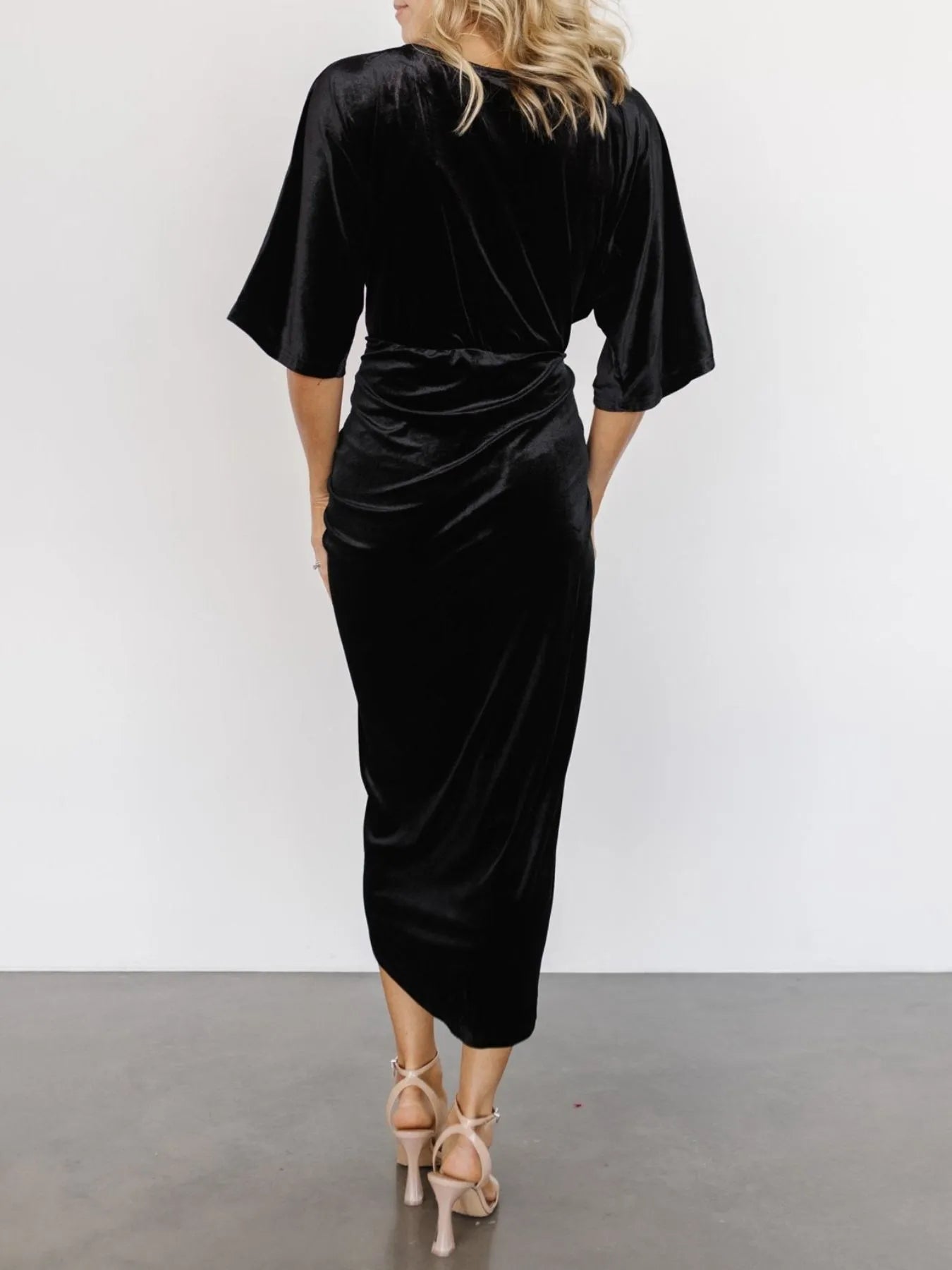 Ruched Surplice Half Sleeve Dress - Blushé Belle