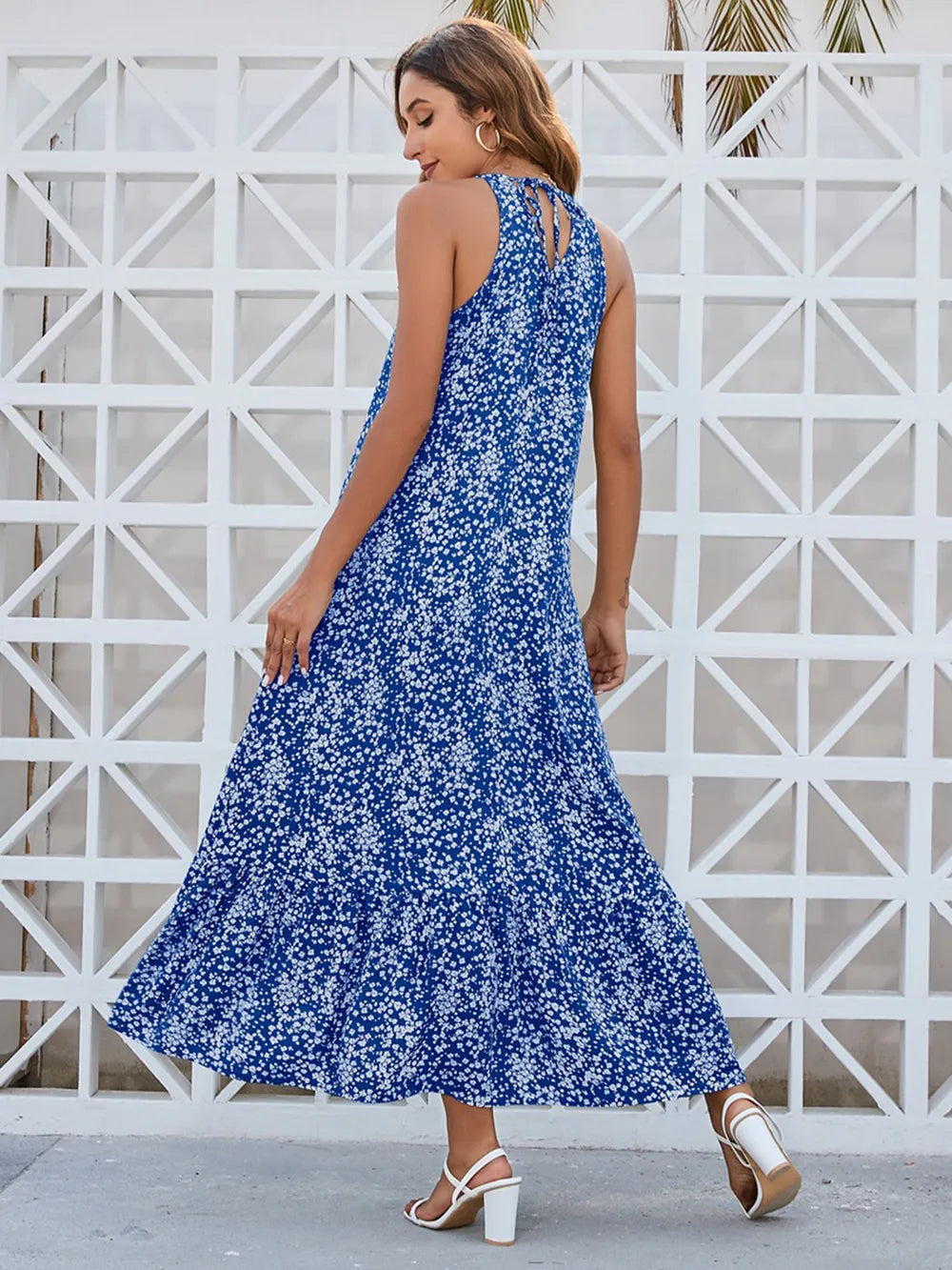 Ditsy Floral Scoop Neck Midi Cami Dress - Blushé Belle