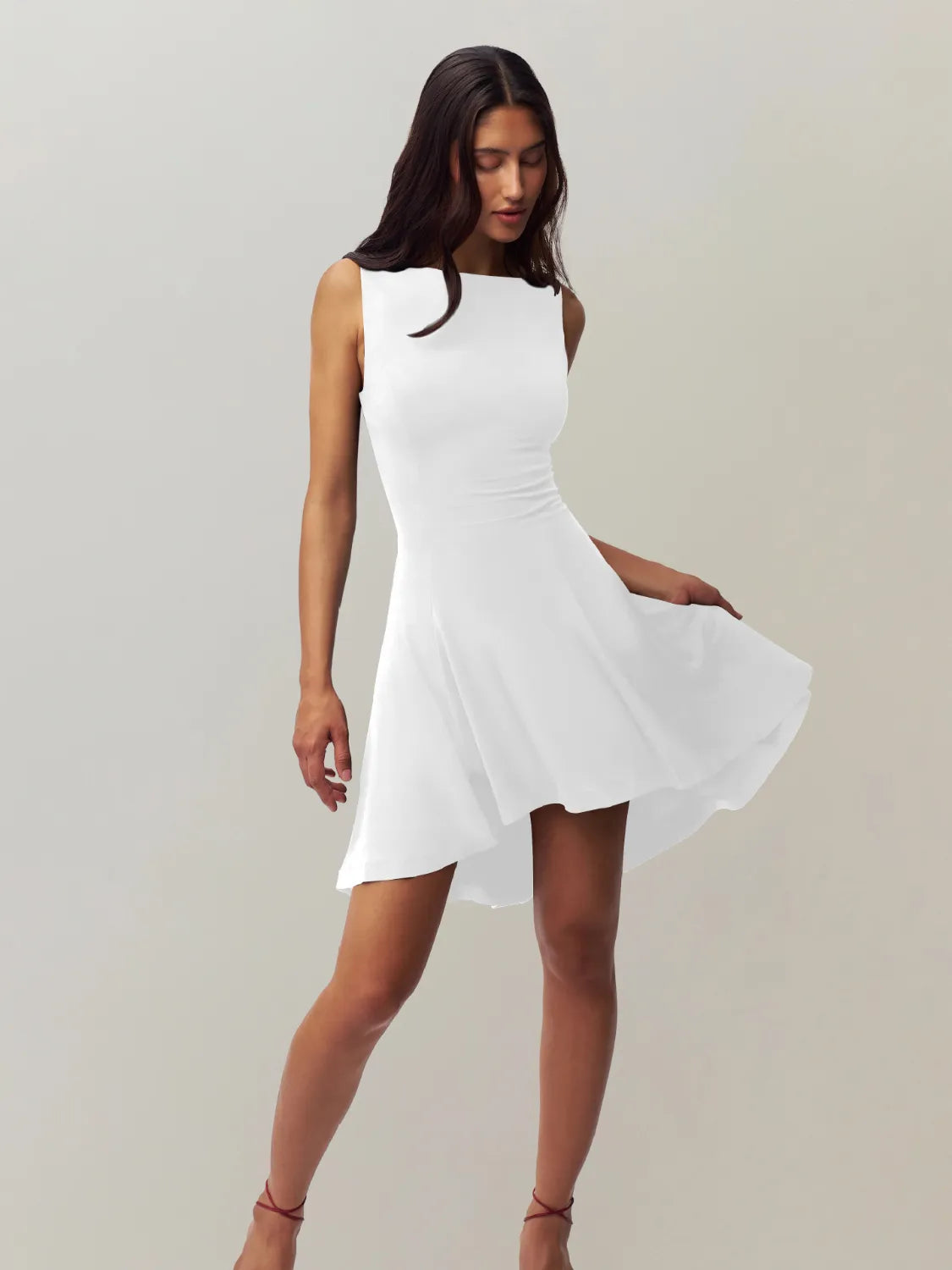 High-Low Round Neck Sleeveless Dress - Blushé Belle
