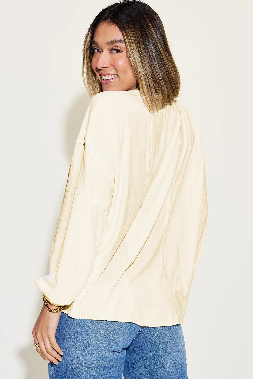 Basic Bae Full Size Ribbed Round Neck Long Sleeve T-Shirt - Blushé Belle