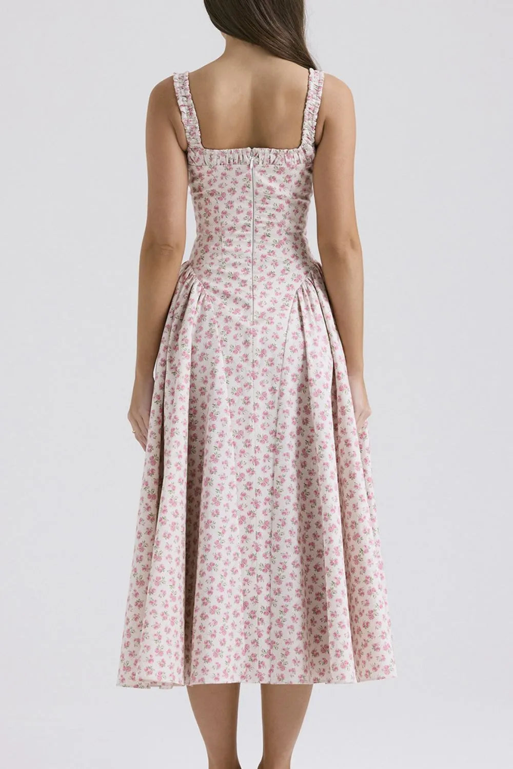 Floral Square Neck Wide Strap Midi Dress - Blushé Belle