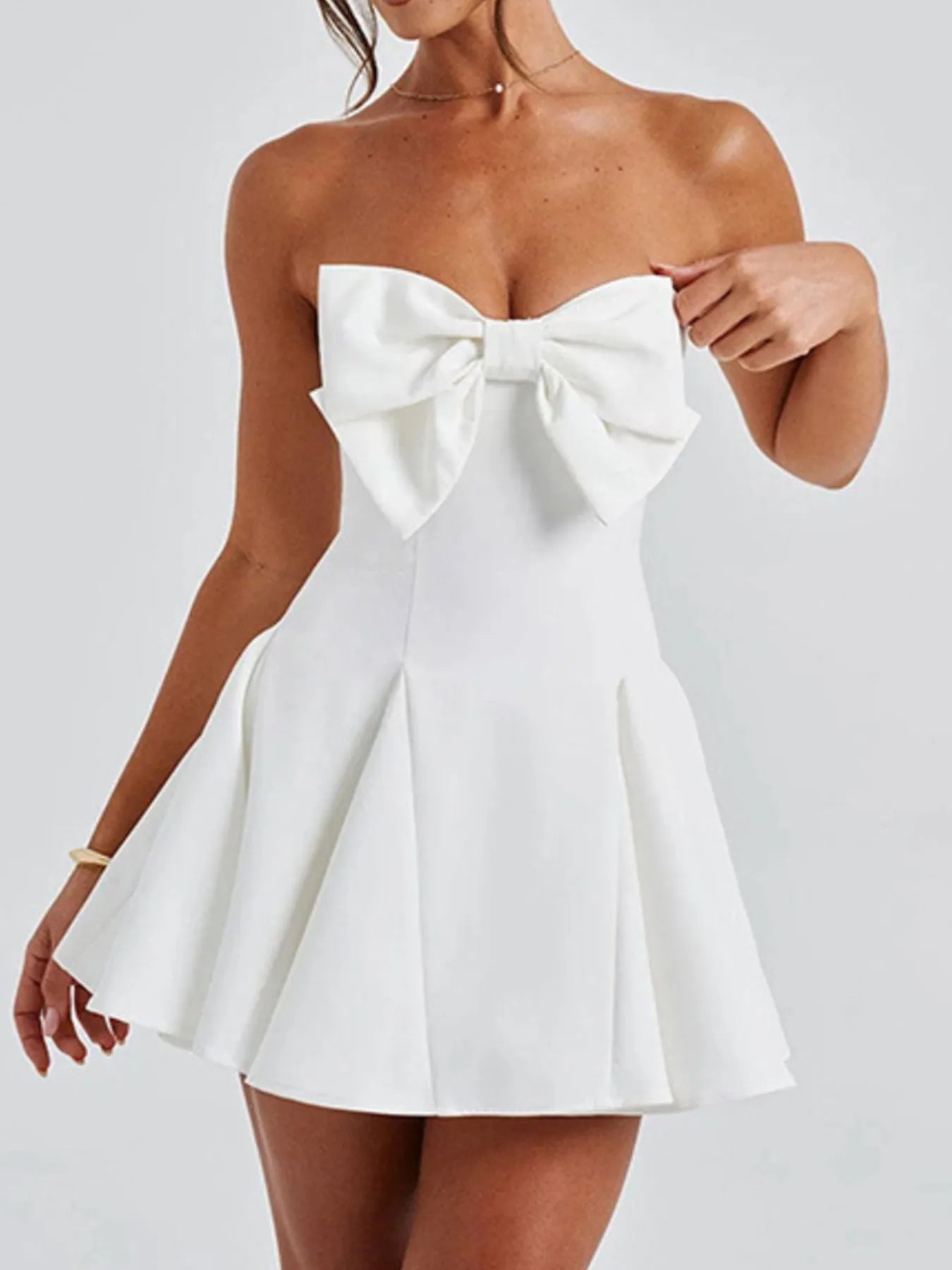 Bow Tube A-Line Mini Dress - Blushé Belle
