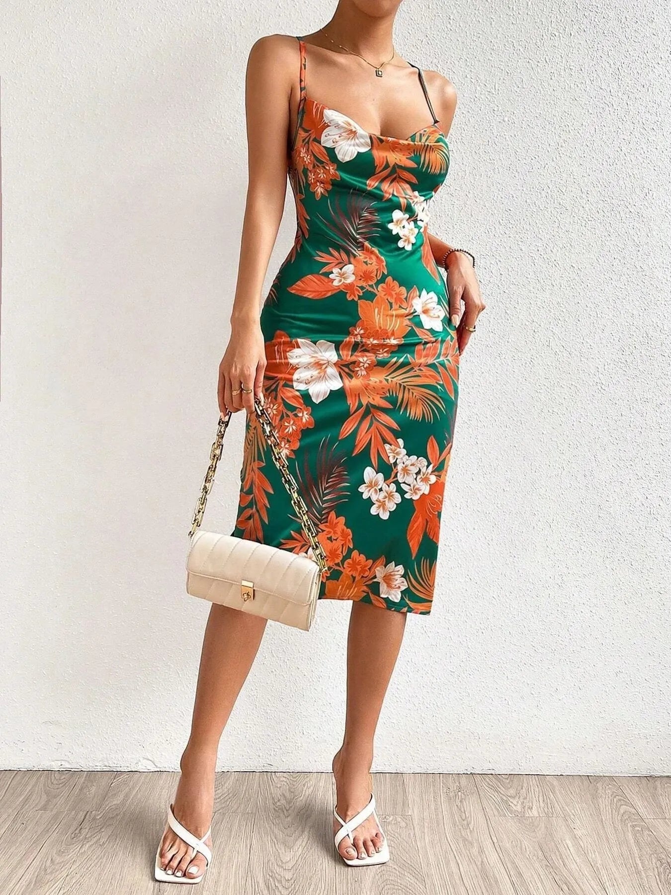 Crisscross Back Floral Print Bodycon Dress - Blushé Belle