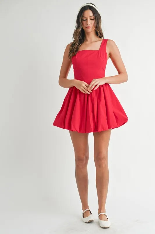 MABLE Poplin Square Neckline Bubble Mini Dress - Blushé Belle
