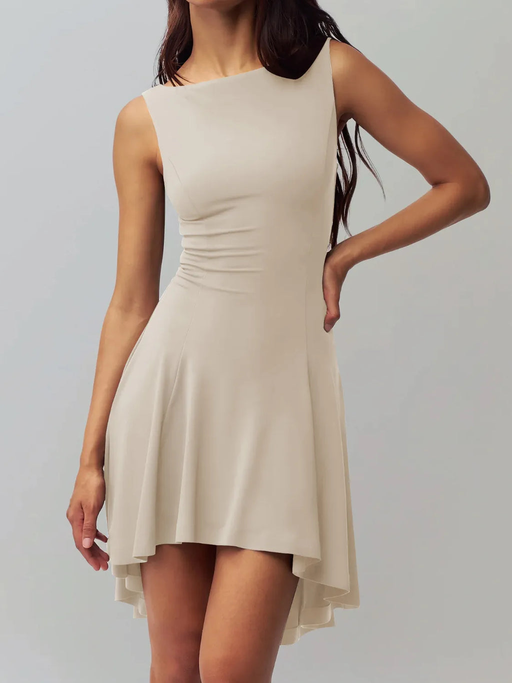 High-Low Round Neck Sleeveless Dress - Blushé Belle