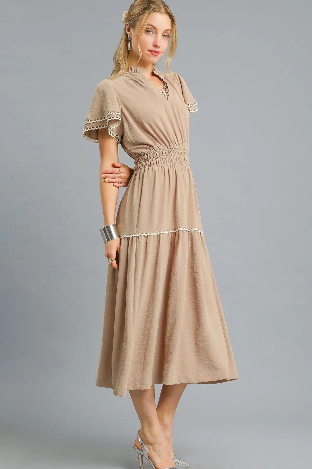 Umgee Tiered Flutter Sleeve Midi Dress - Blushé Belle