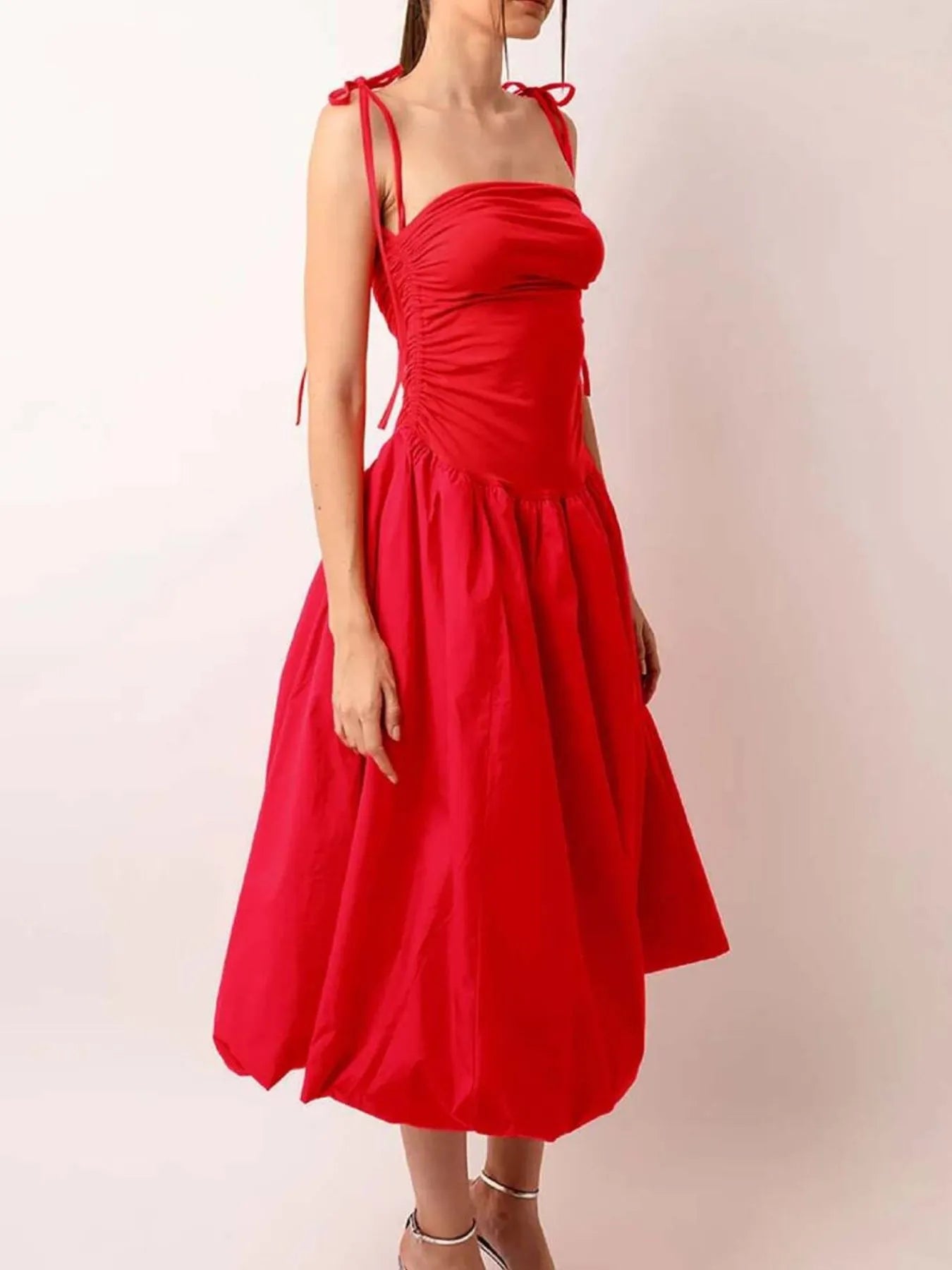 Ruched Sleeveless Midi Dress - Blushé Belle